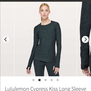 Lululemon Cypress Kiss Long Sleeve Top in heathered green jasper black size 6